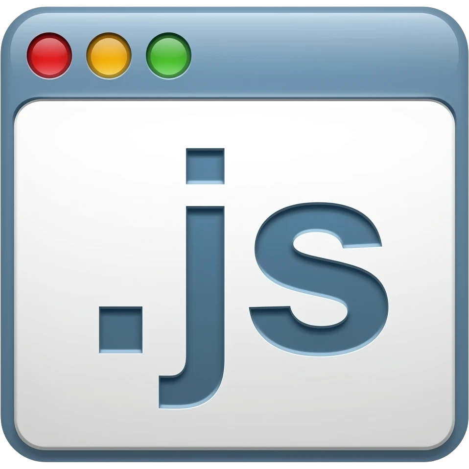 a browser window with text ".js" on a center emoji