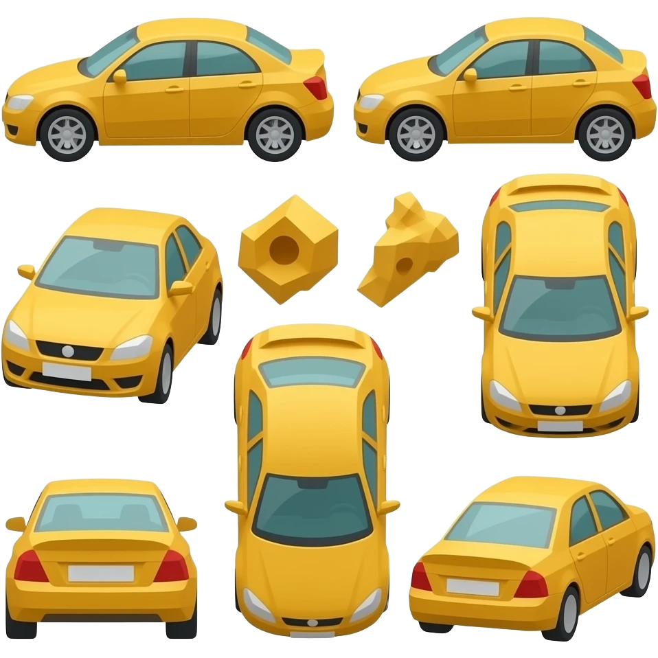 Yellow lowpoly car pack emoji