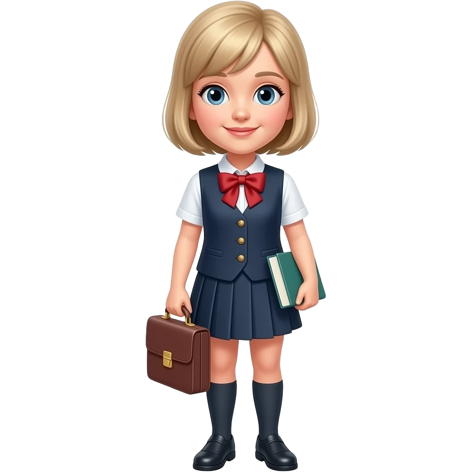 учениця з портфелим без книги короткі та світлі волоси emoji