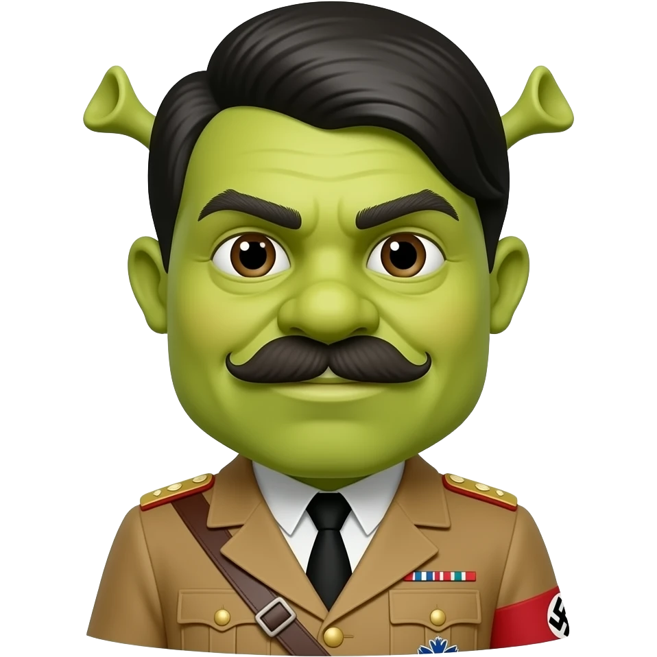 nazi hitler shrek dictator shrek small rectangle under nose hitler black mustache black hair nazi uniform hitler hitler emoji