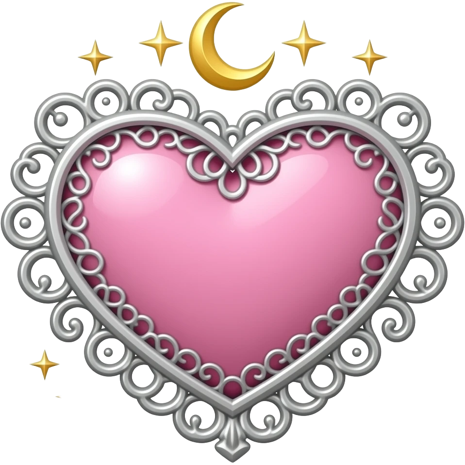beautifully embellished heart tarot card with stars and the moon emoji