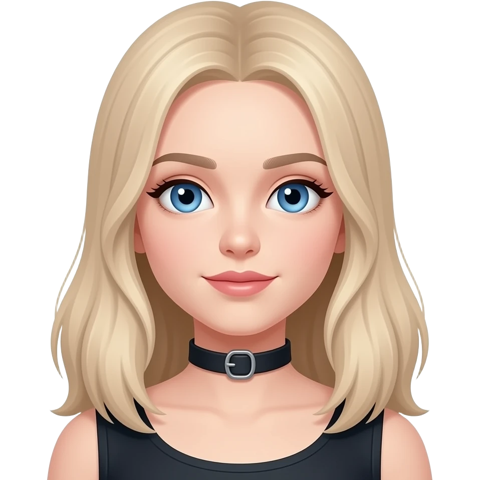 девушка с пепельным блондом голубыми глазами и чокером на шее emoji