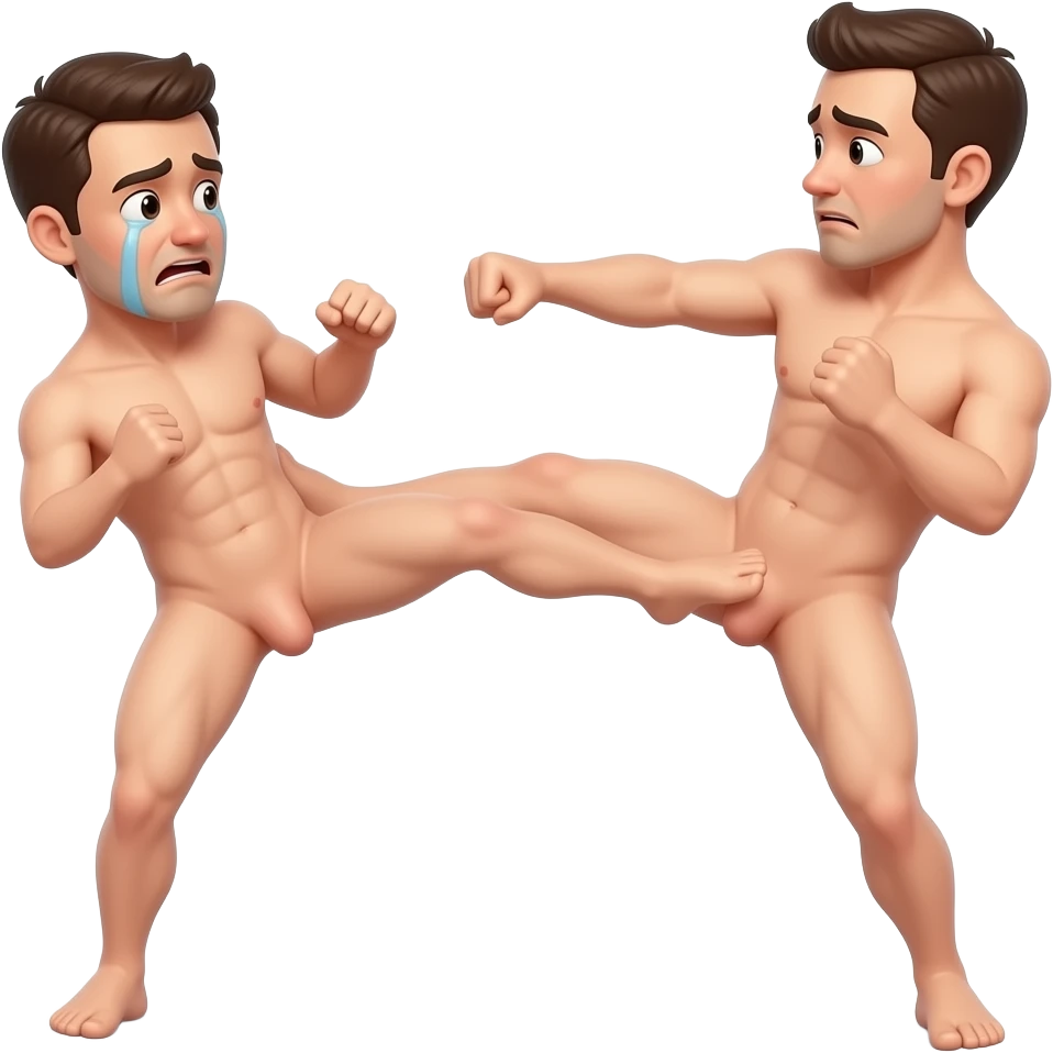 2 adult talls naked fight kick the penis the one and make cry emoji