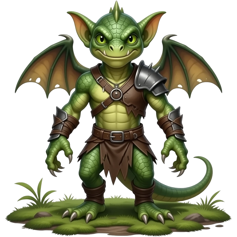 Can you make a cross between a lizard and a goblin emoji
