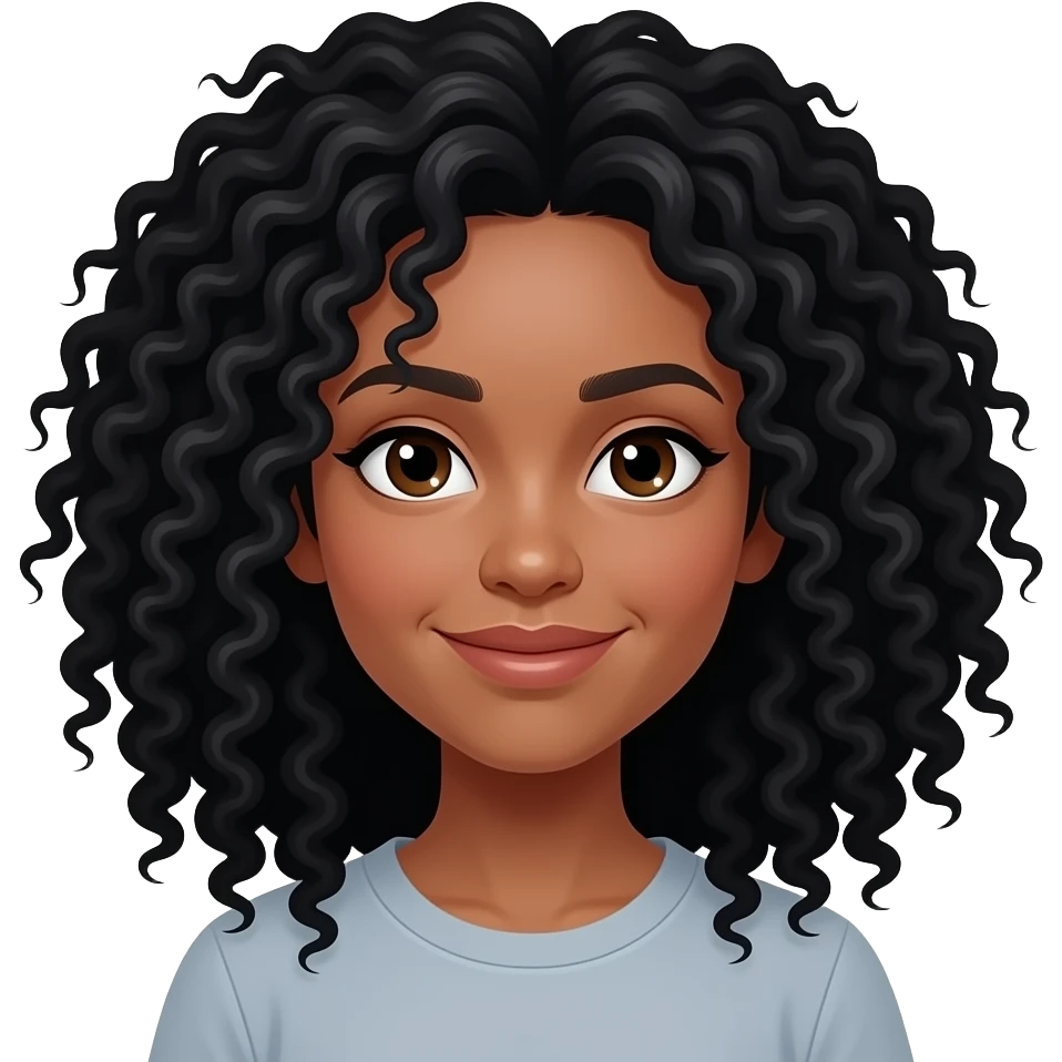 mujer joven de cabello rizado color negro emoji