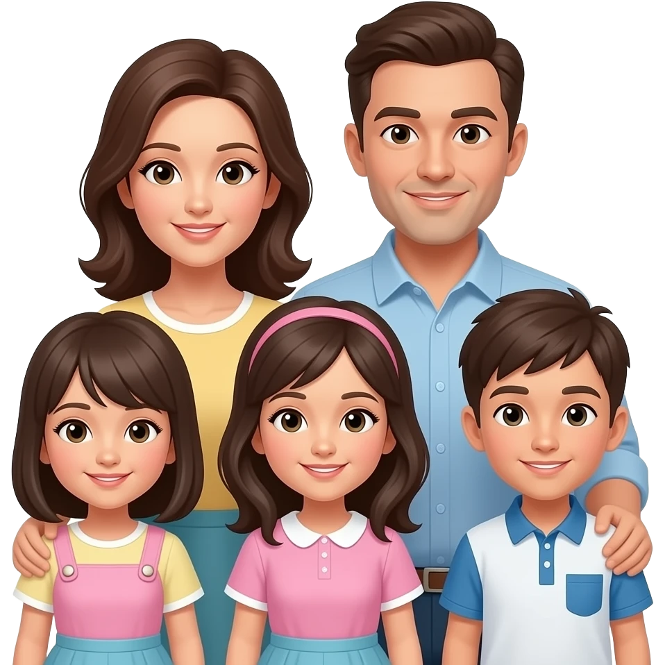 Семя из 5 человек, мама папа 2 дочки и сын emoji