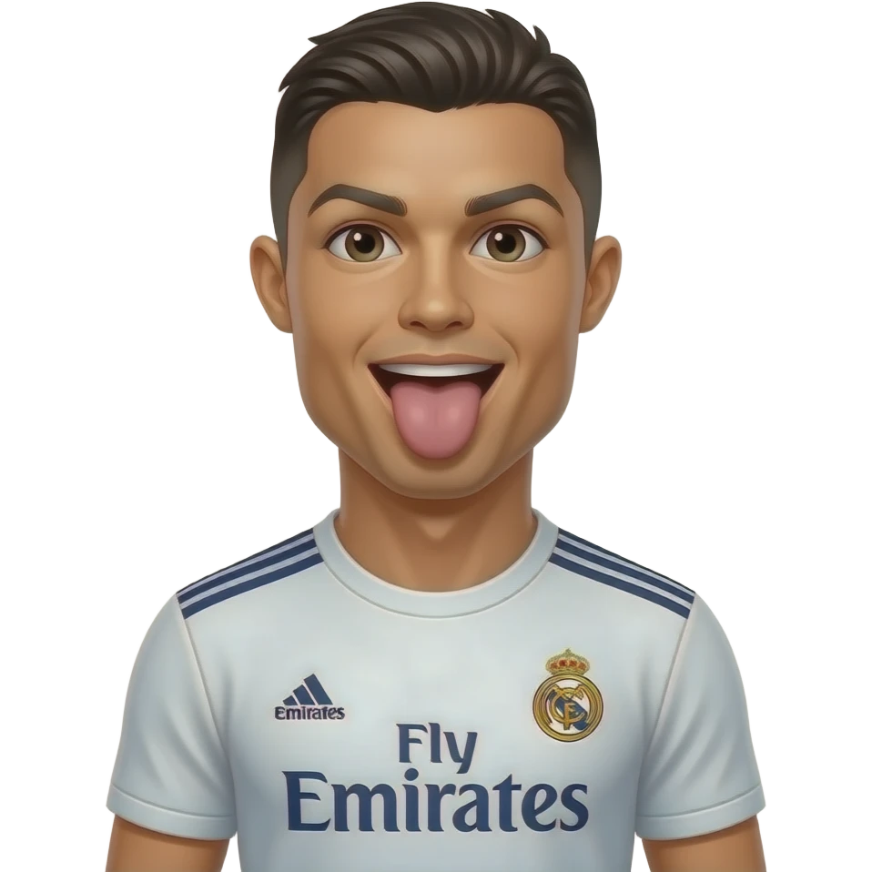 Change shirt into like fly emirates and Ronaldo tongue should be outside emoji