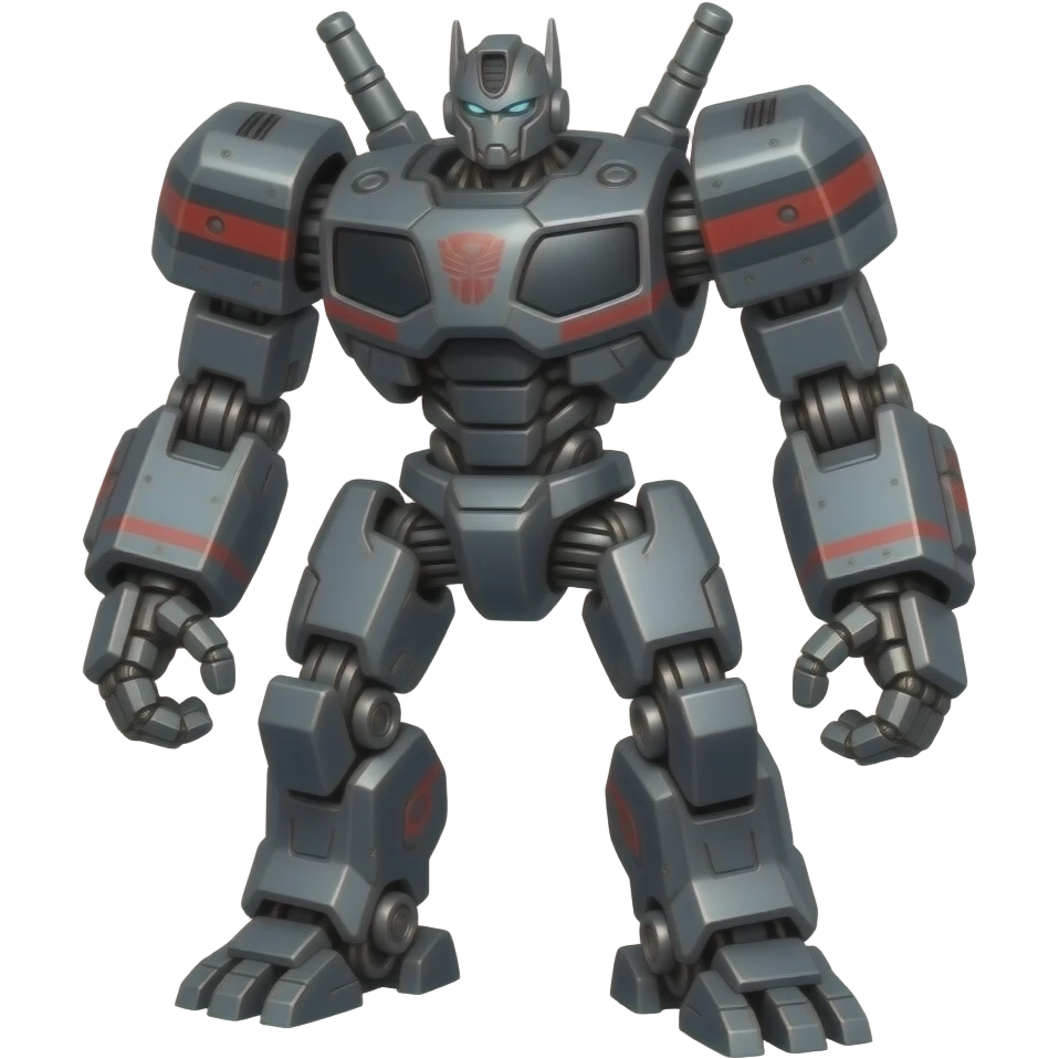 Mechanical Transformer Ram made of dark grey metal with black and red markings. emoji