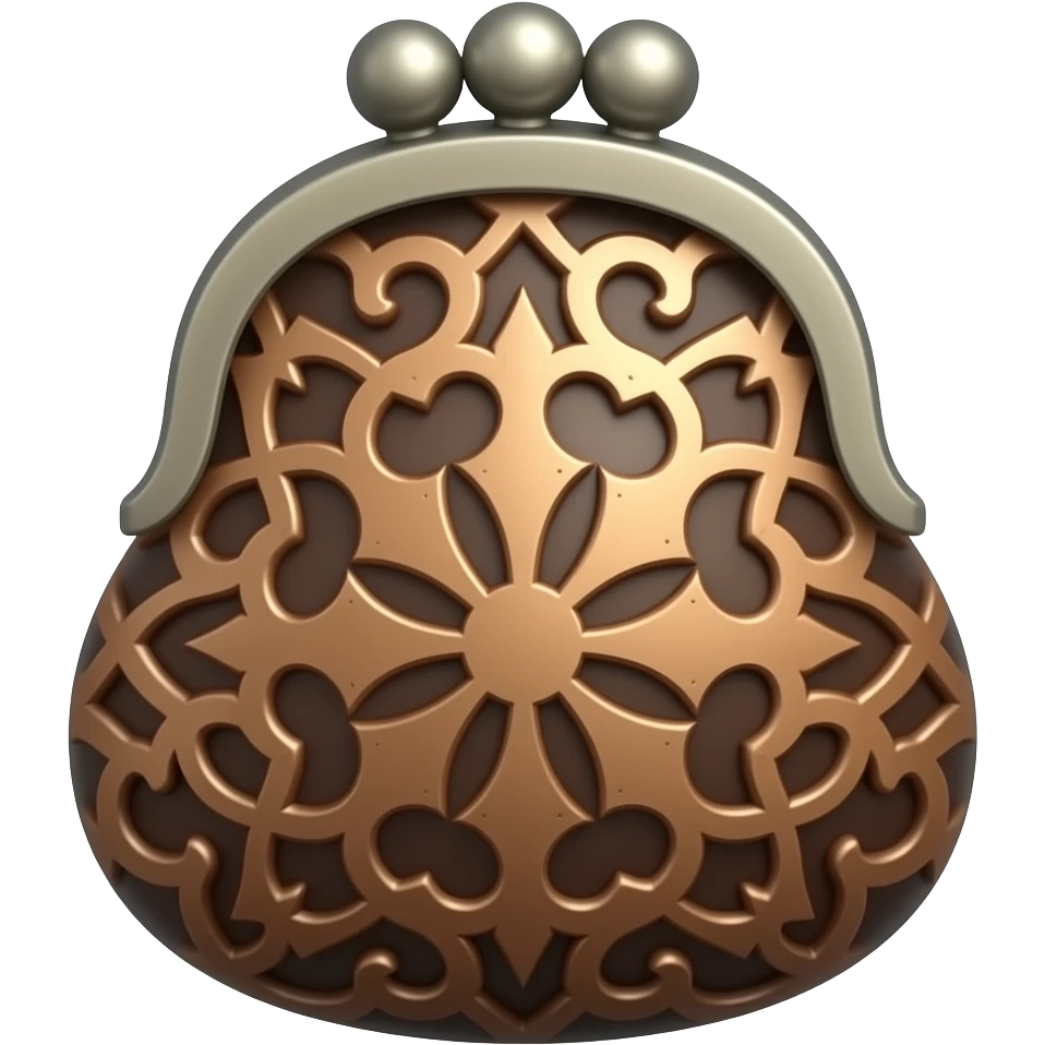 Bronze coloured coin pouch in a medeival style emoji