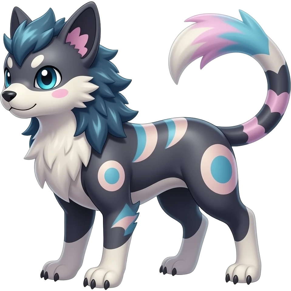 Pastel dark dusky colorful shiny smooth glossy epic patterned digitigrade quadrupedal Luxray-Manectric-Sprigatito-Shaymin-Shinx-Fakémon-hybrid emoji