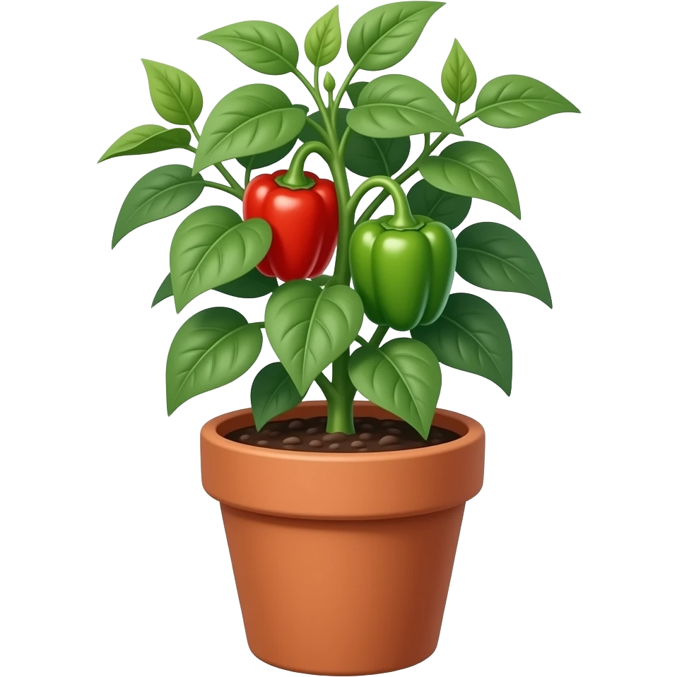 Bell pepper plant in terracotta pot emoji