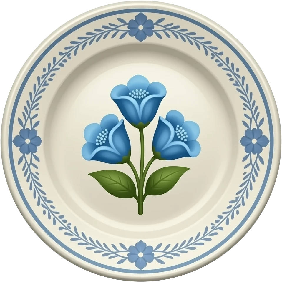 Blue flowers on old vintage dishes emoji