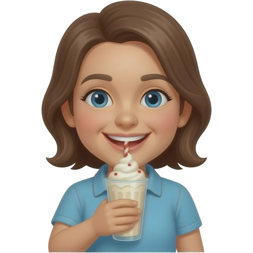 Smiley drinking a milkshake emoji