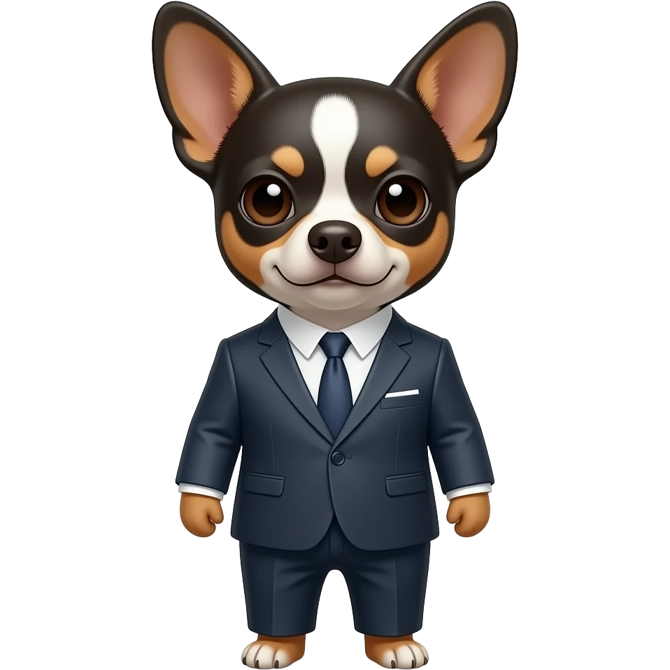 chihuahua con manchas cafe negras y blancas con un VESTIDO de tailor suift emoji