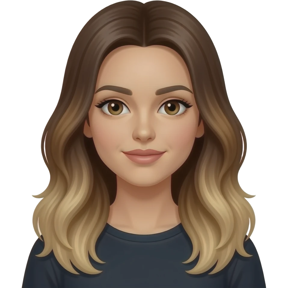 Brunette balayage long hair botox emoji