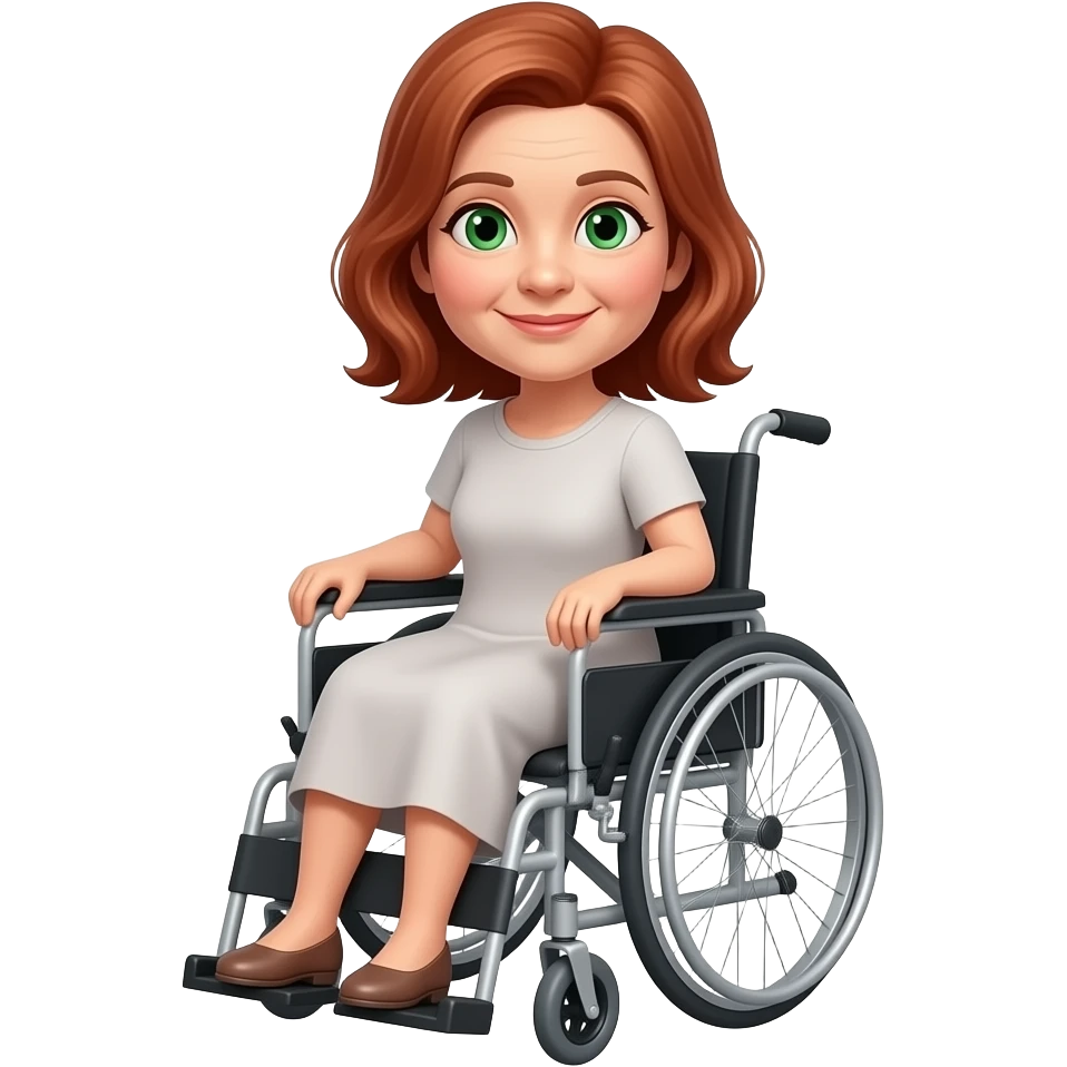 older female shoulder length red hair green eyes wheelchair emoji