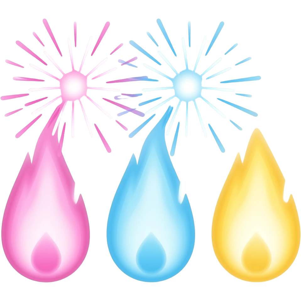 three Sparks pink blue and yellow emoji