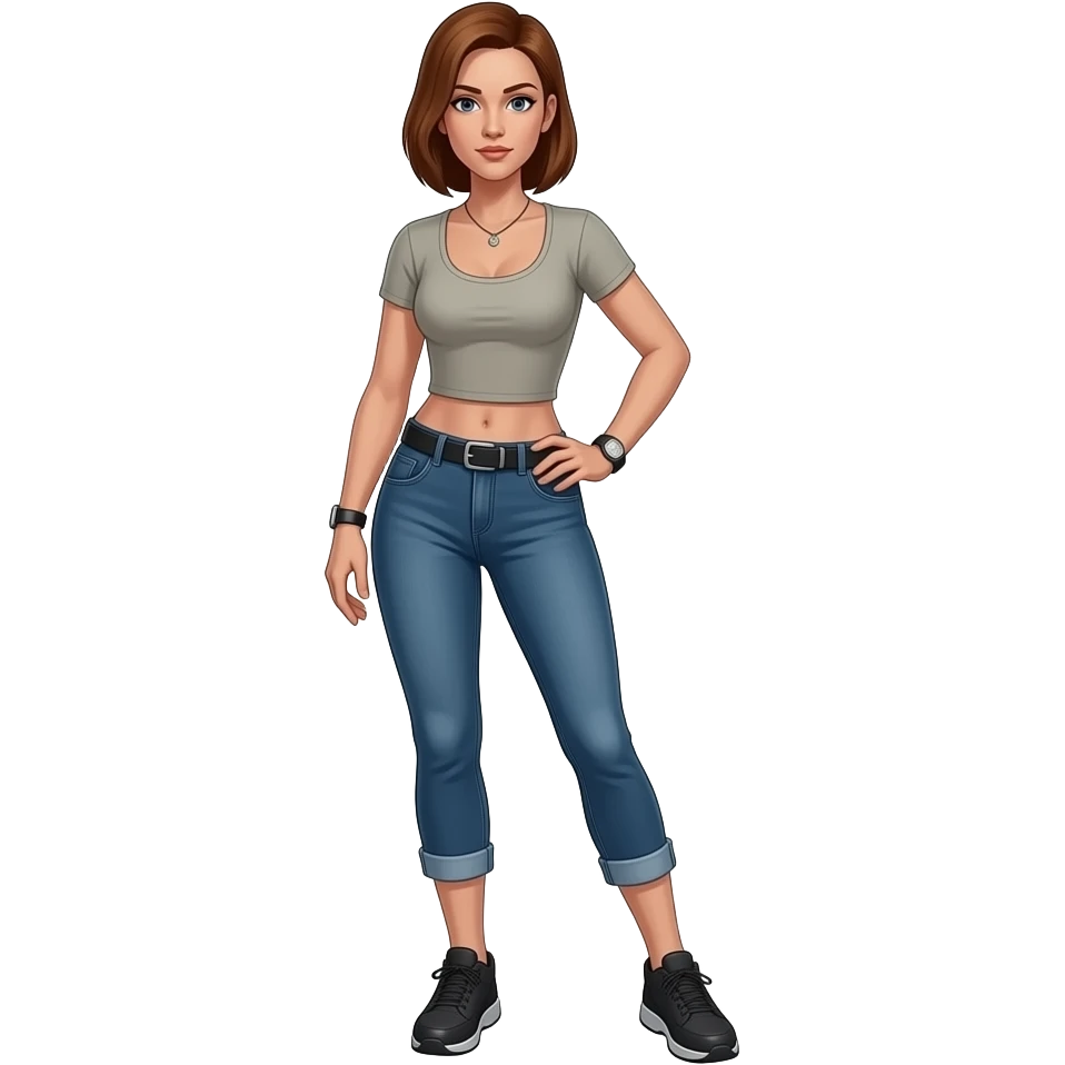 Acid Burn character from Hackers movie, (fullbody), Standing, sexy pose, using this head emoji
