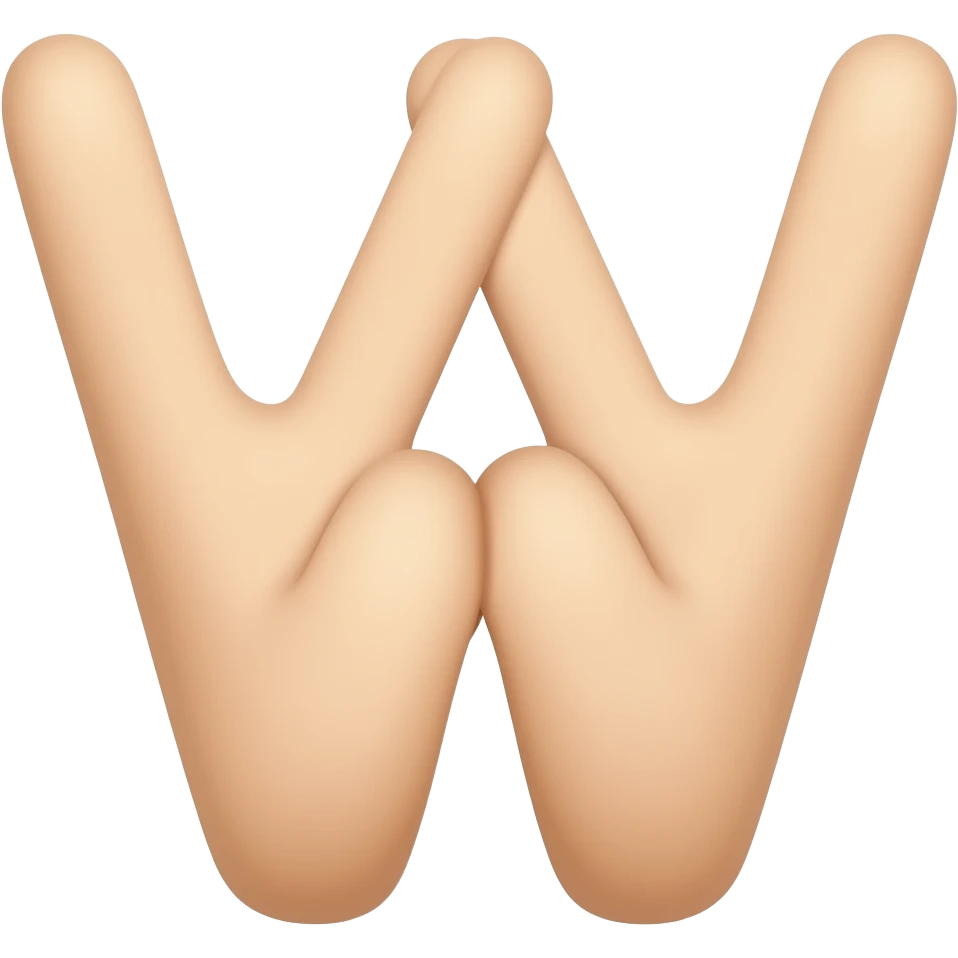 손으로 브이 두개 모양으로 W emoji