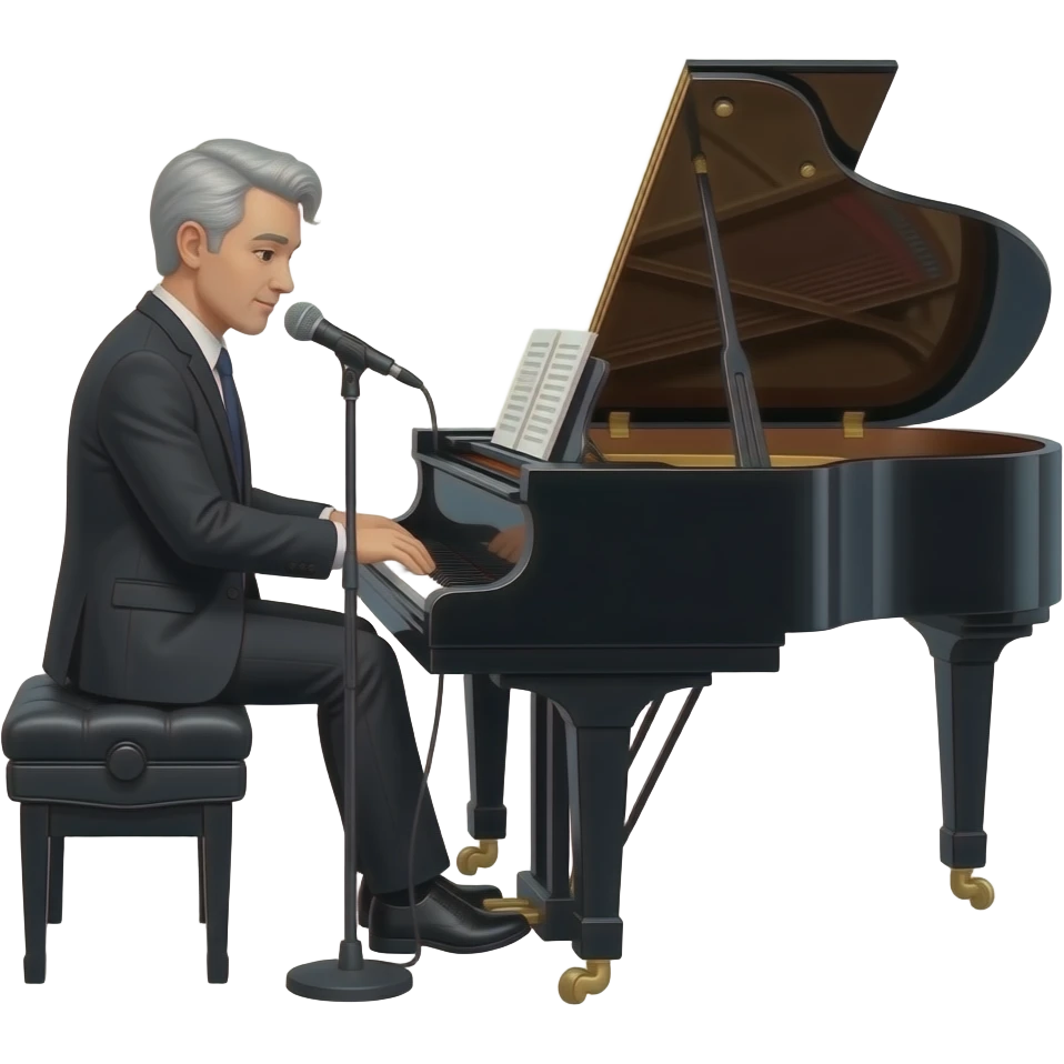 Pop concert grey hair guy at the piano side shot emoji