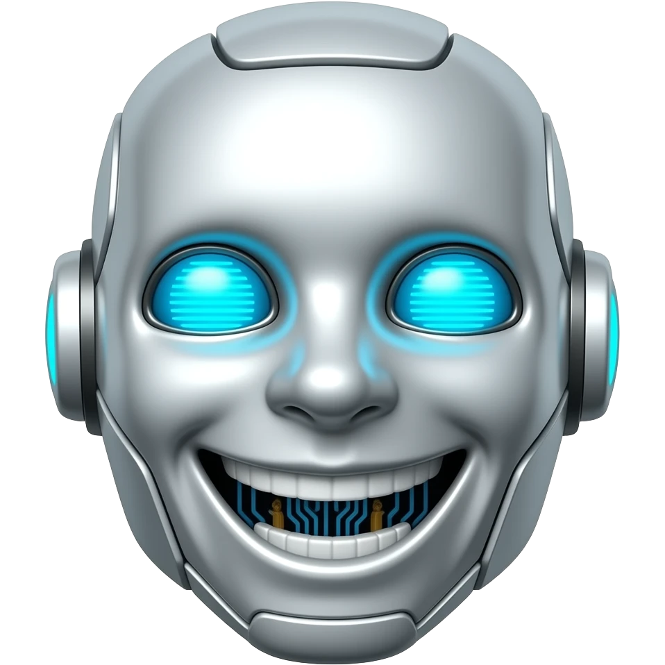 Robot head laughing emoji