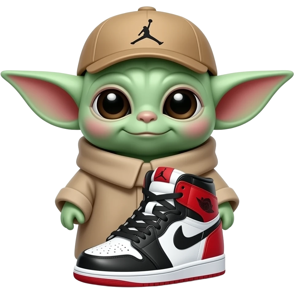 baby yoda with hat and jordan 1 emoji