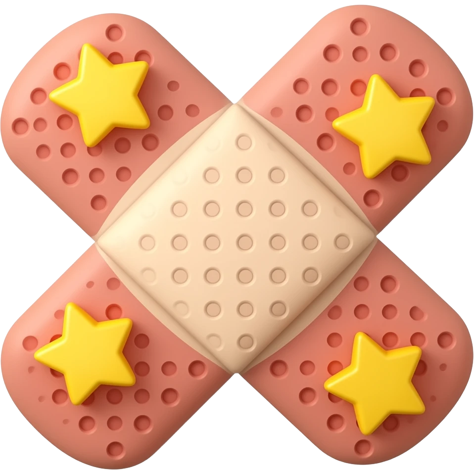 red band aid with yellow stars on it emoji
