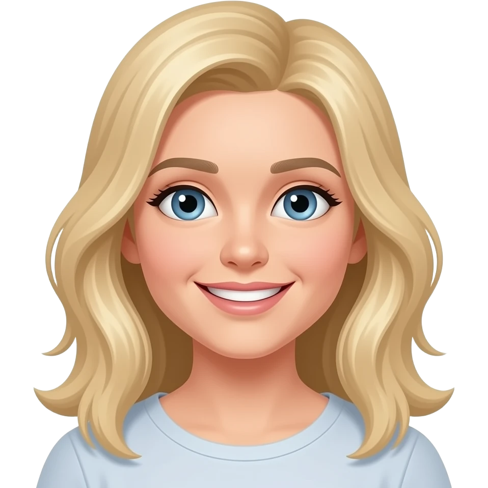 medium long blonde hair blue-grey eyes not creepy emoji