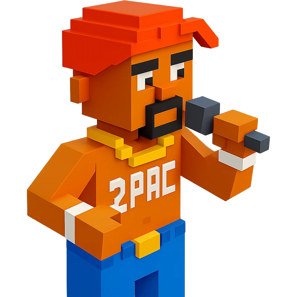 2Pac rapper with microphone emoji