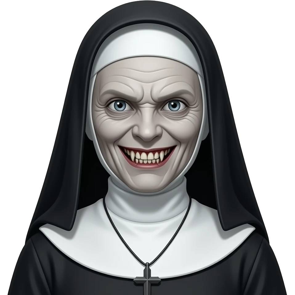 Valak, Evil nun, thing face, evil face, demonic face, pale white wrinkled skin emoji