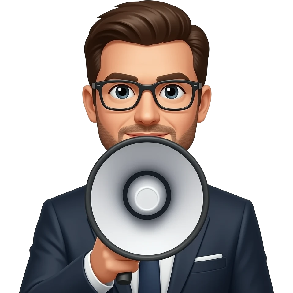Men with Loudspeaker front view emoji
