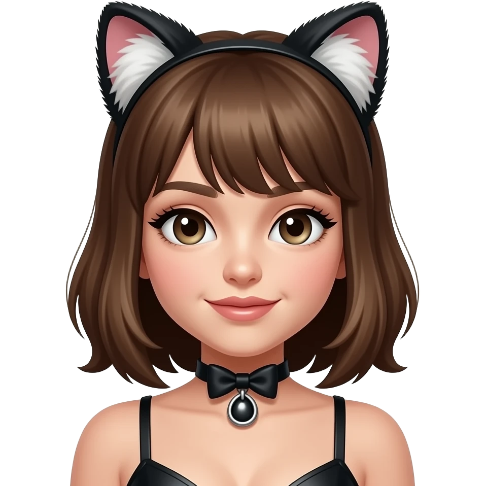 bdsm girl submissive wearing furry kitten ears emoji