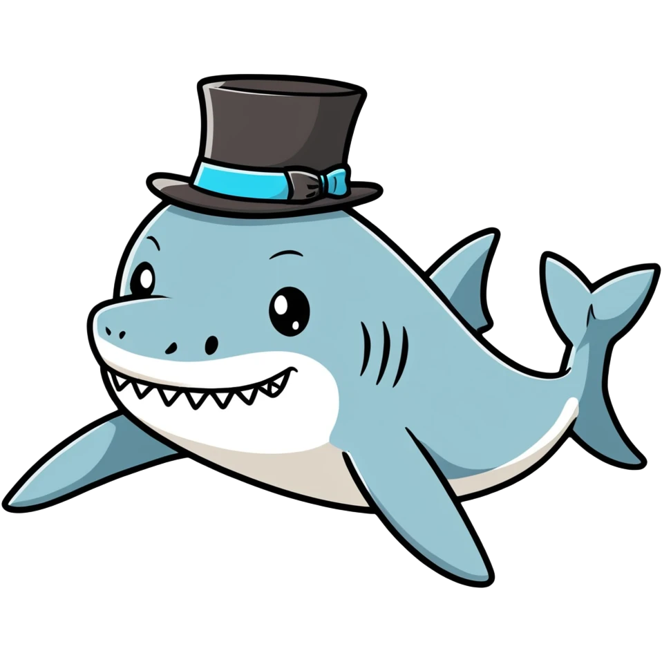 Shark with a top hat emoji