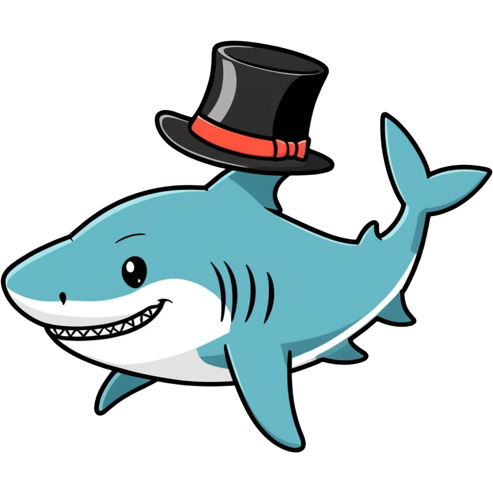 Shark with a top hat emoji