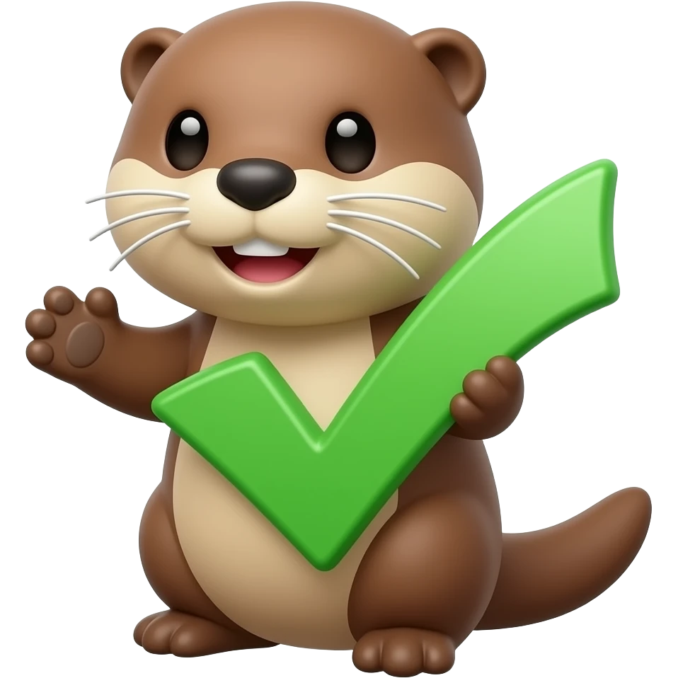 an otter approving a github pull request with big approve sign visible frtom small salck emoji (accurate logo) emoji