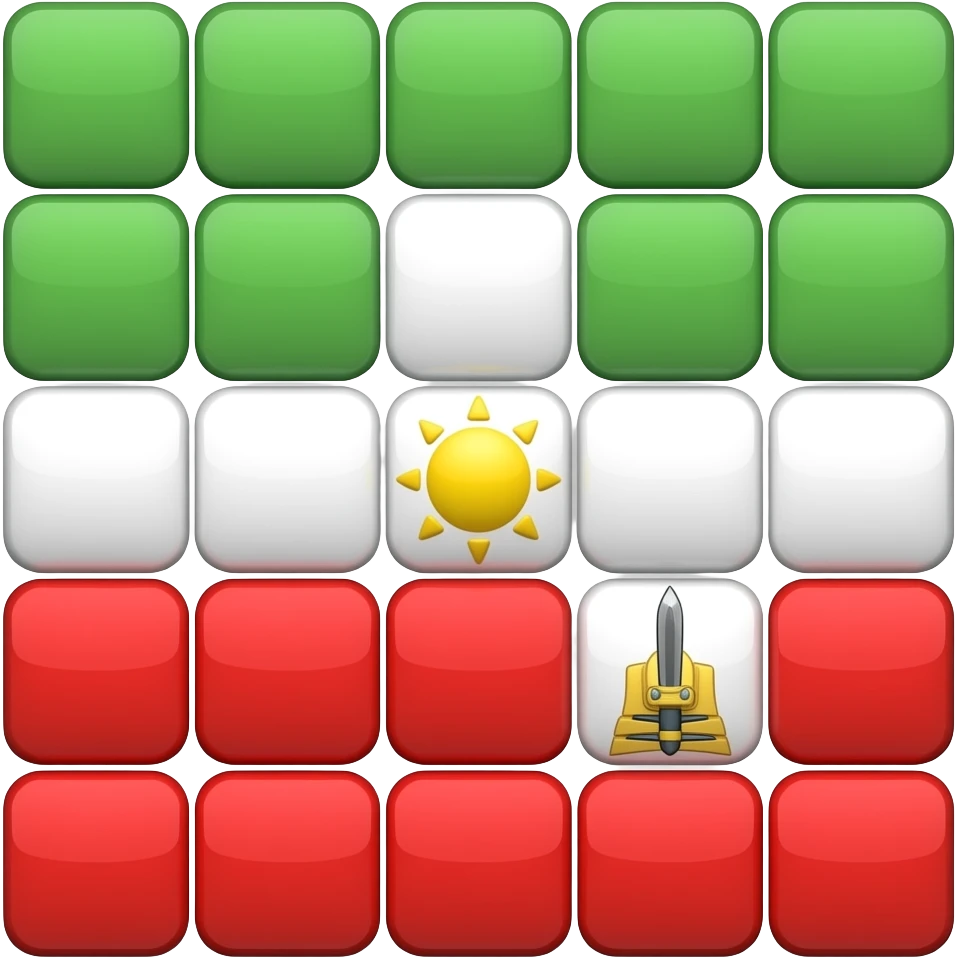 🟩🟩🟩🟩🟩🟩 🟩🟩🟩🟩🟩🟩 ⬜️⬜️⬜️☼⬜️⬜️⬜️ ⬜️⬜️🗡𓃭⬜️⬜️⬜️ 🟥🟥🟥🟥🟥🟥 🟥🟥🟥🟥🟥🟥 emoji