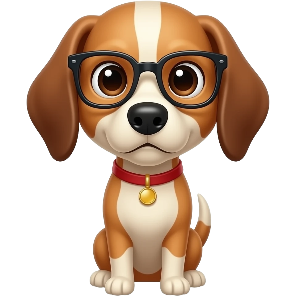 a waist shot of a dog with glasses on emoji