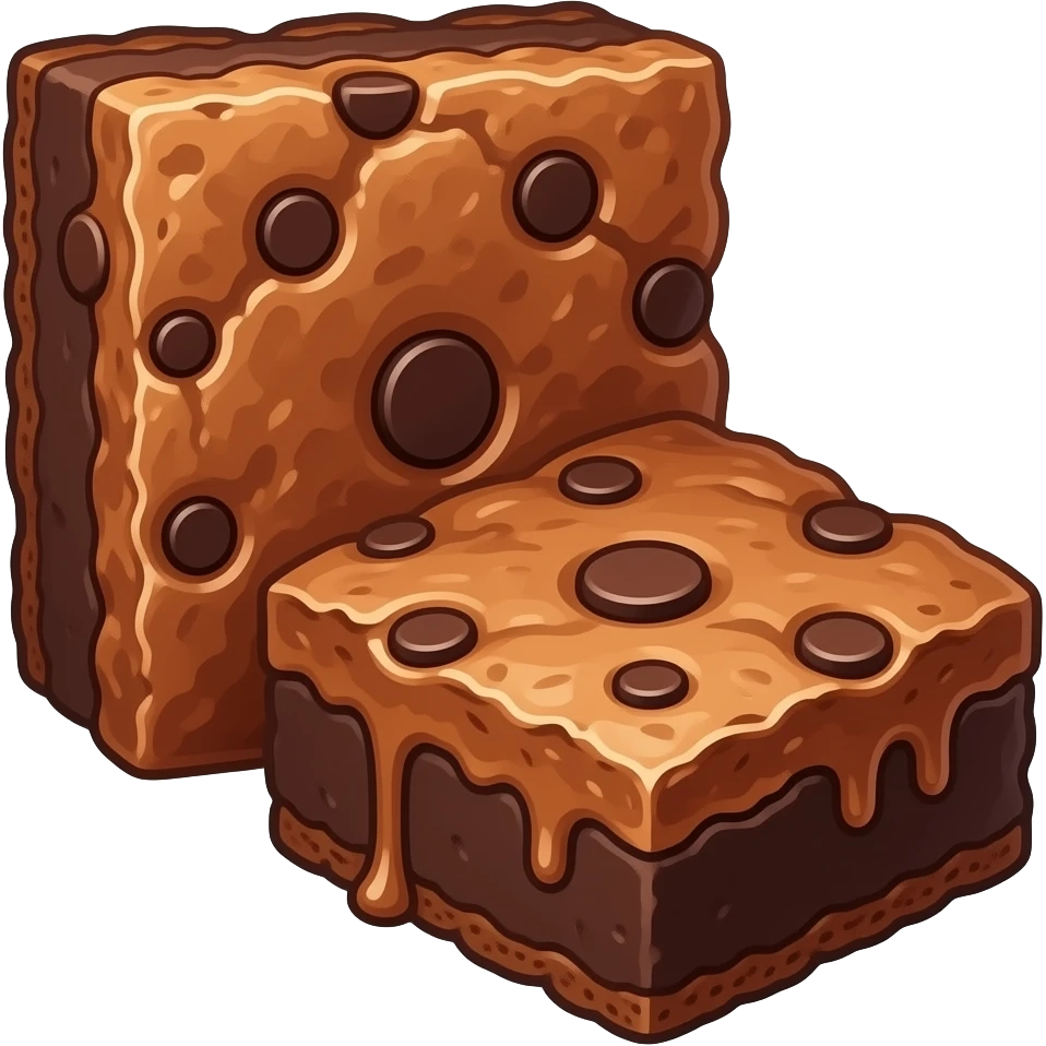 two chocolate fudge brownies, no plate!, make it more realistic emoji