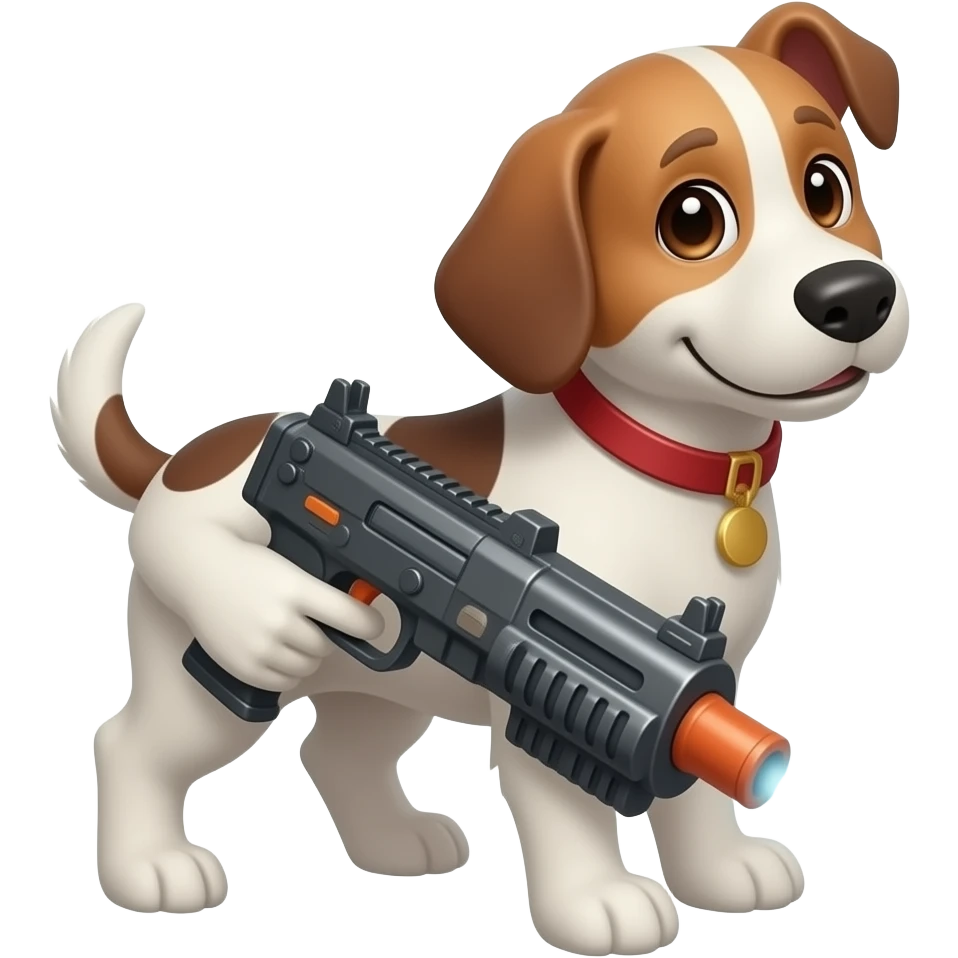 Pistola láser con un perro  sujetandola emoji