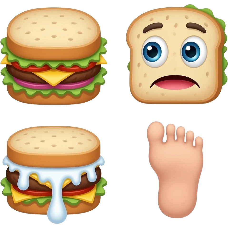 🫪+🤯+🫠+🦶 emoji