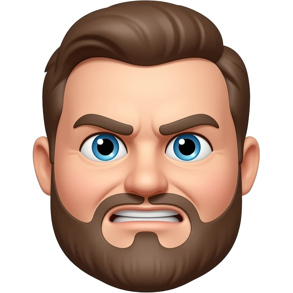 fat white guy bobble head with goatee, head shacking emoji