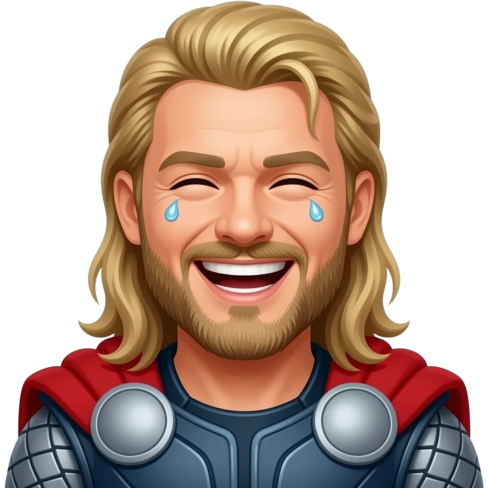 Haz a thor riendose hazle unas gotas debajo de los ojos emoji