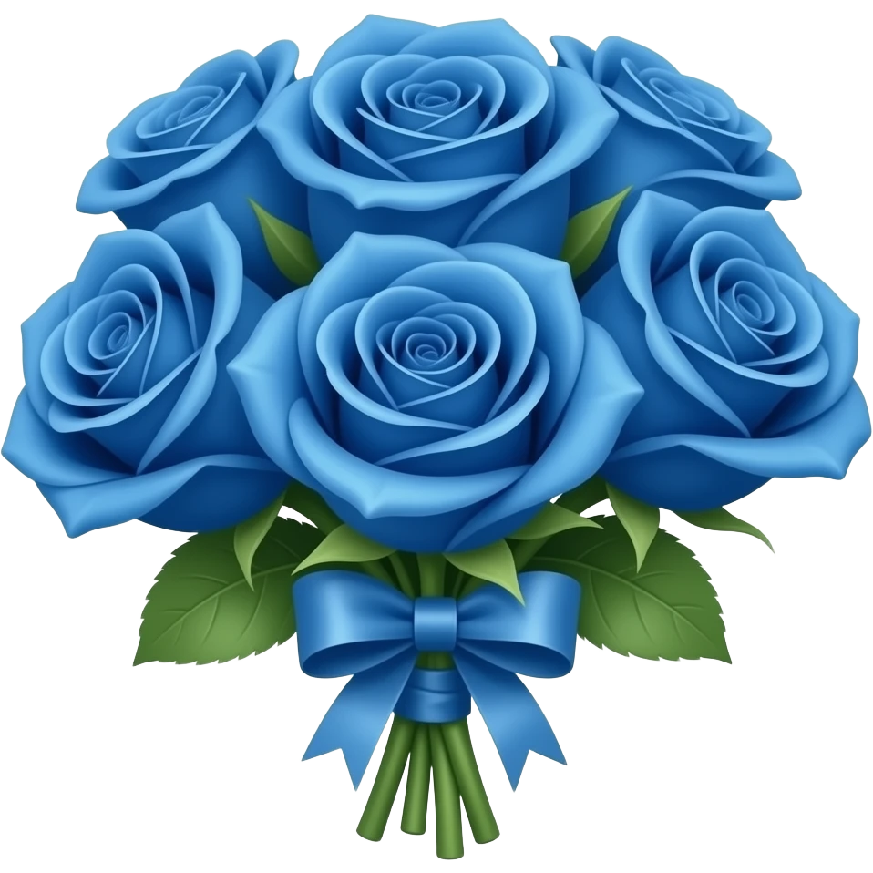 ایموجی  دسته گل رز به رنگ ابی emoji