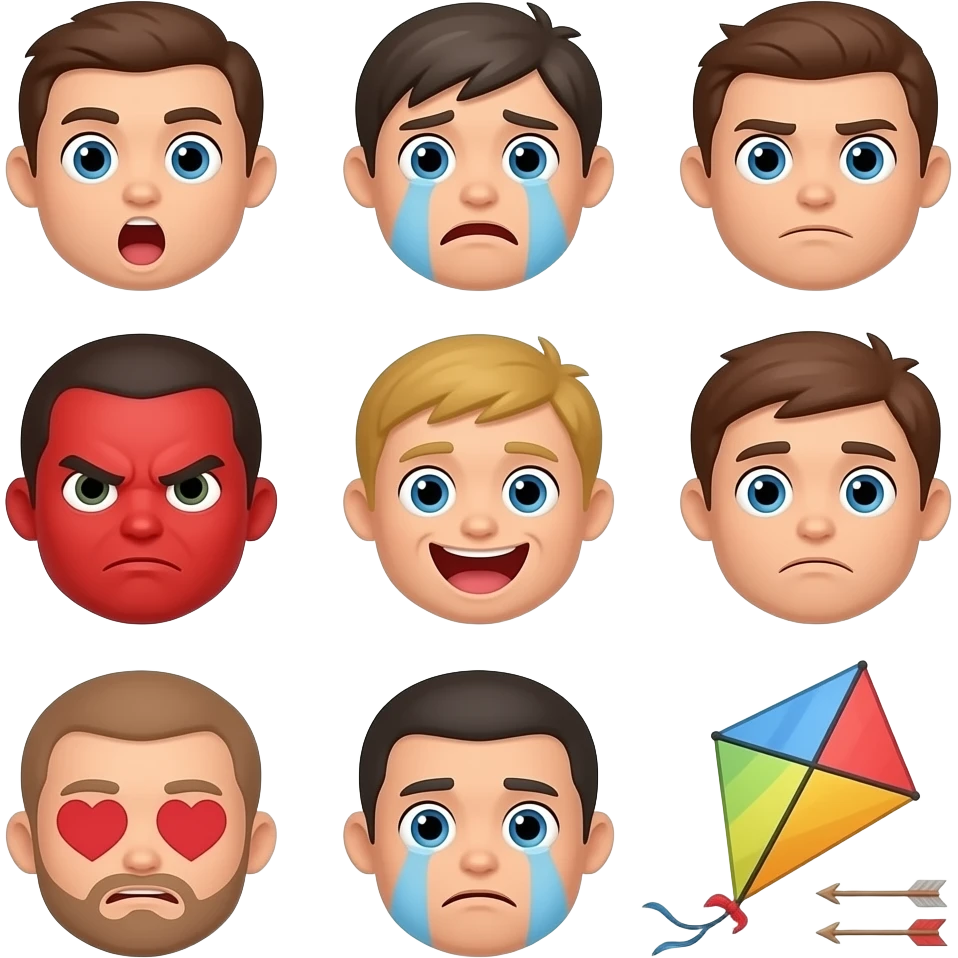 🫢🫨🪁😭😯😑😬🥳🙄😡🥵🙂‍↔️😕🤯😠😍😘🥺 emoji