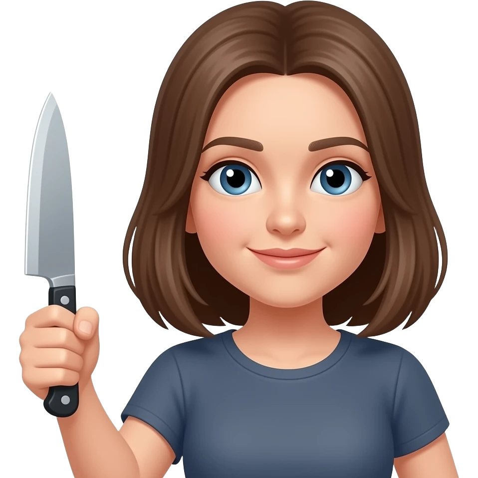 A girl is holding a knife. emoji
