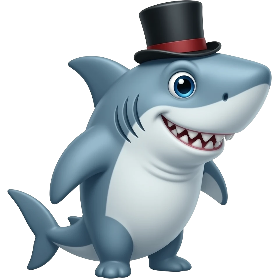 Shark with a top hat emoji