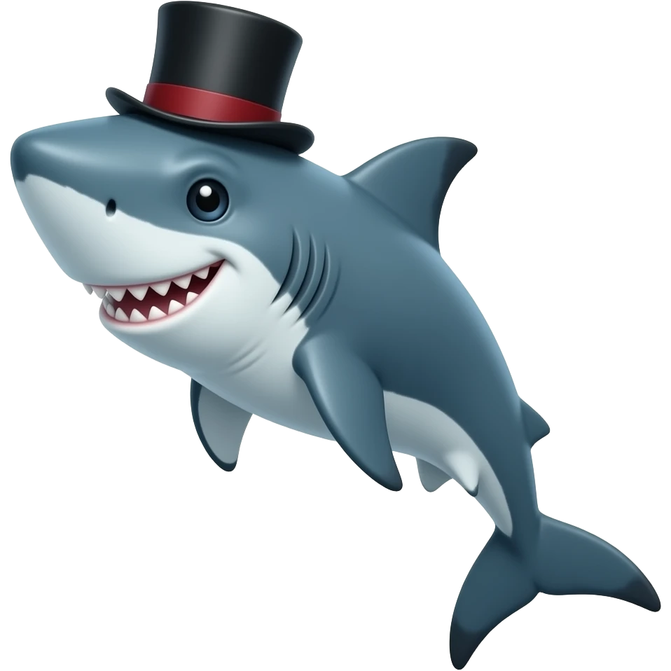 Shark with a top hat emoji