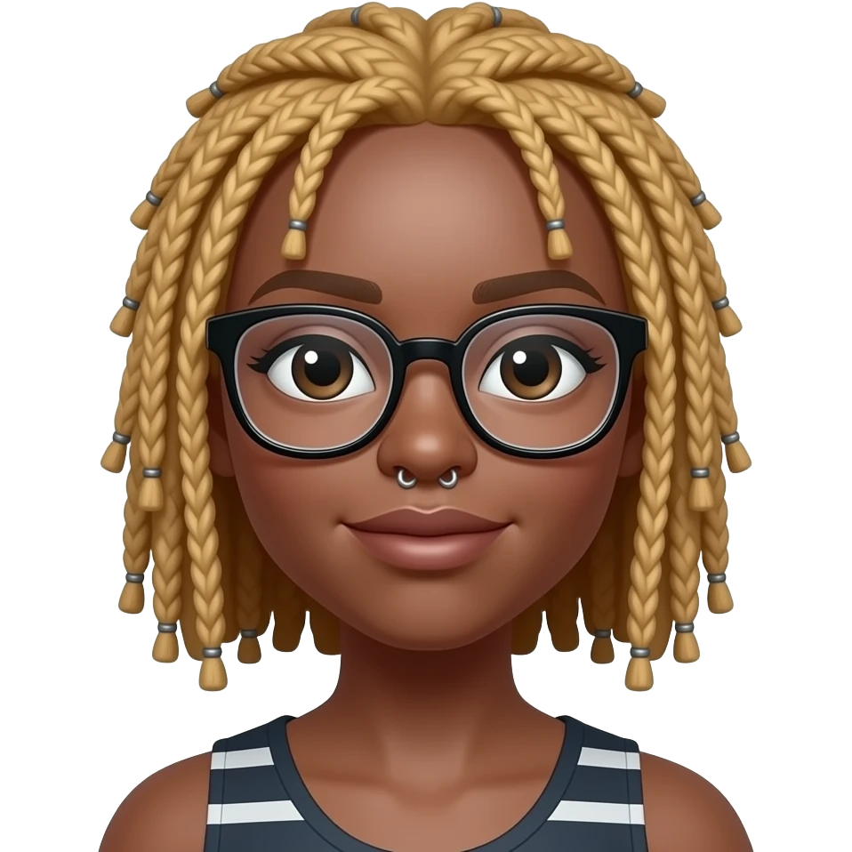 Black girl with blonde locs and eyeglasses and nose piercings emoji