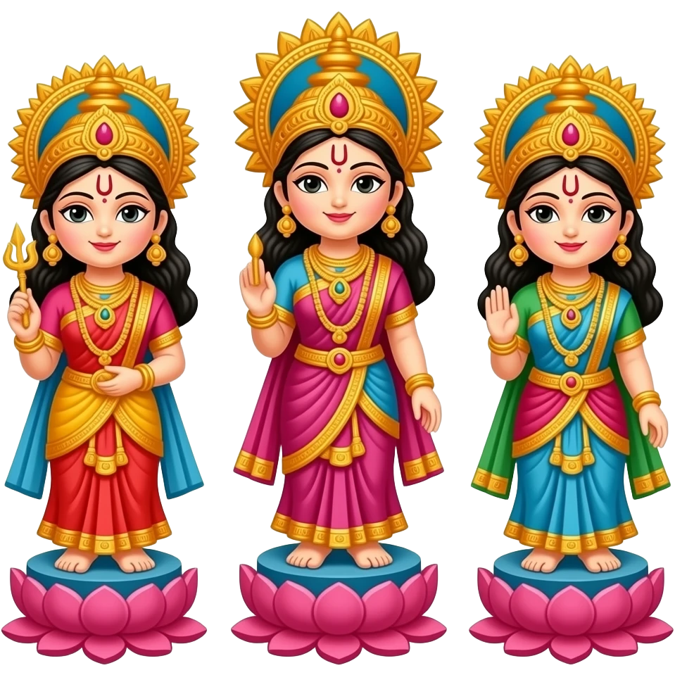 Navaratri kolu 3 dolls women  godess emoji