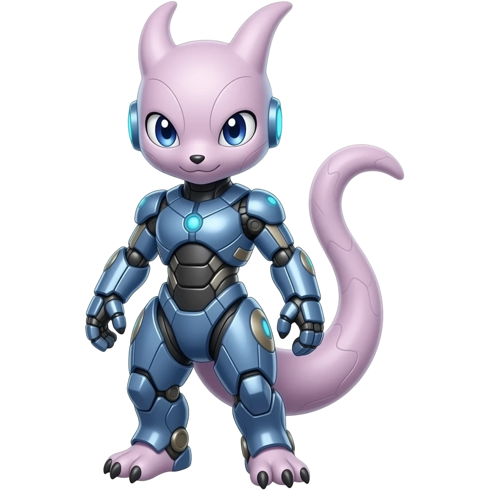Shiny Anthropomorphic furry Genesect-Mewtwo-Fakémon-hybrid-creature (full body) emoji